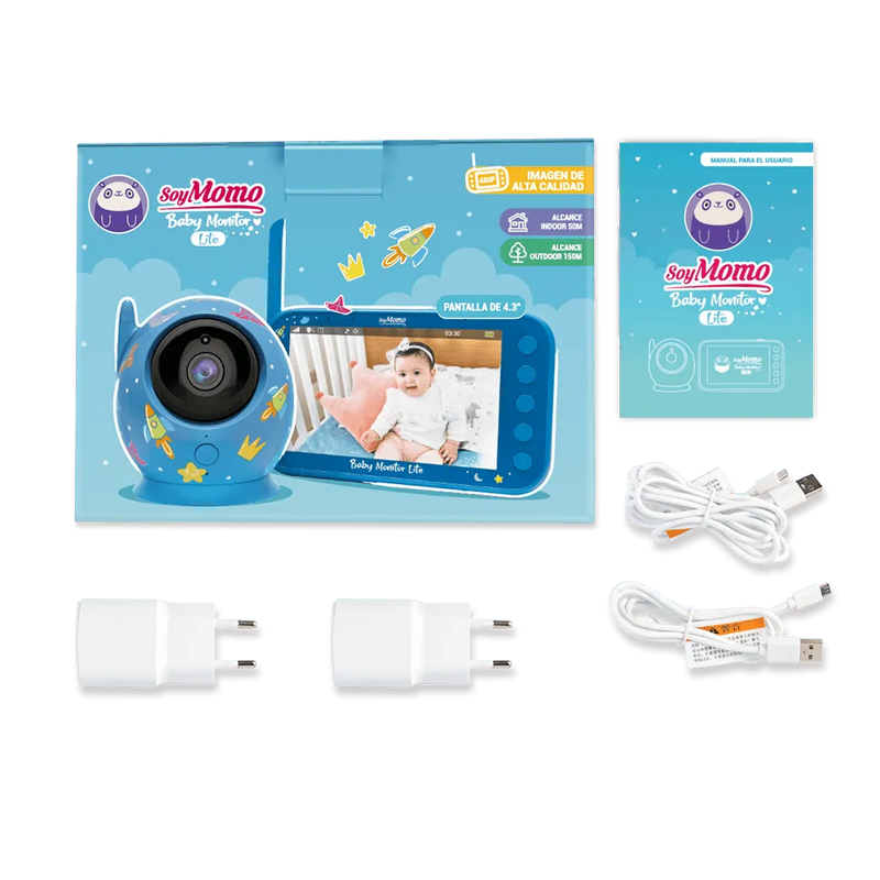 Baby Monitor Lite Azul - Pantalla 4,3, SoyMomo - KIDSCLUB Tienda ONLINE