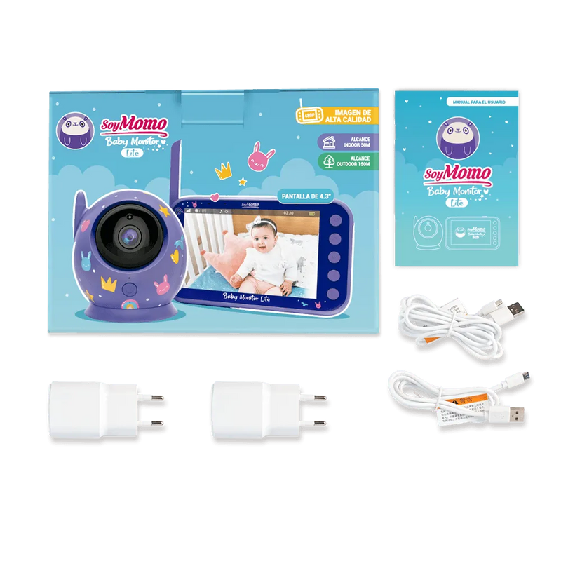 Baby Monitor Lite Morado - Pantalla 4,3, SoyMomo - KIDSCLUB Tienda ONLINE