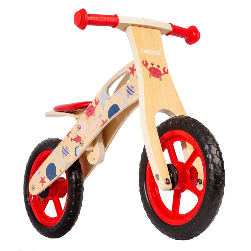Balance Bike Bicicleta de Equilibrio Madera Océano Rojo, Bebesit - KIDSCLUB Tienda ONLINE