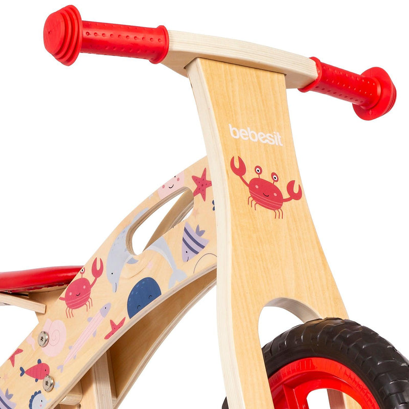 Balance Bike Bicicleta de Equilibrio Madera Océano Rojo, Bebesit - KIDSCLUB Tienda ONLINE