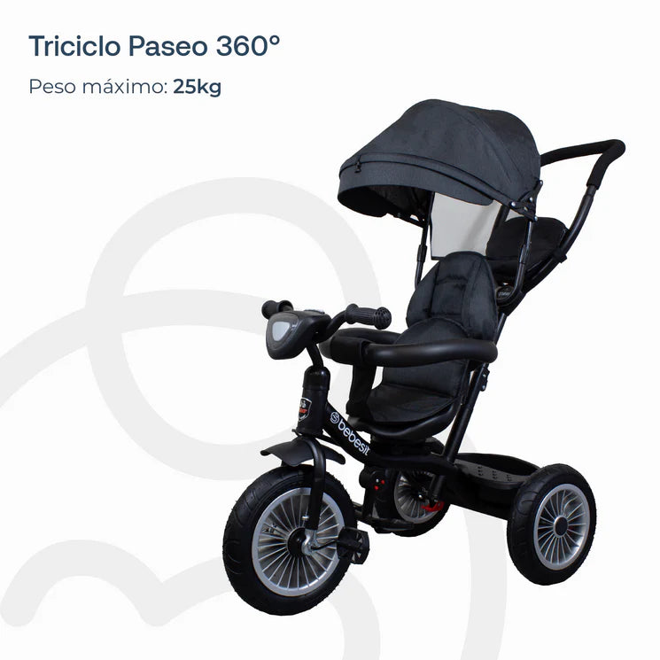 Triciclo Paseo Infantil 360 1326 LX Negro, Bebesit