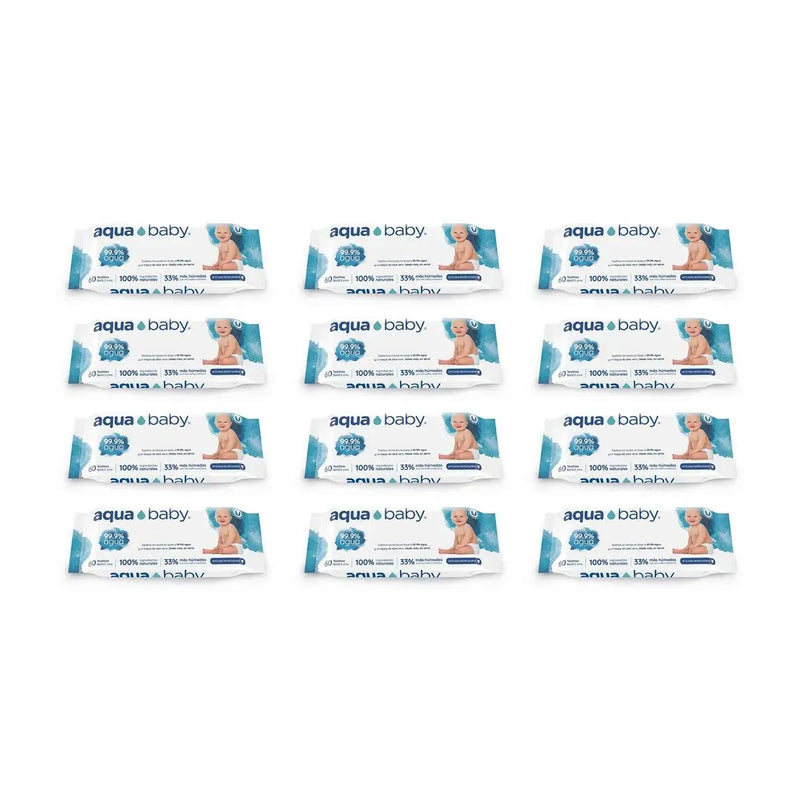 Caja de 12 Bolsas de 60 Toallitas Húmedas, Aqua Baby - KIDSCLUB Tienda ONLINE