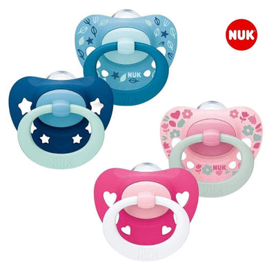 Chupete 2 unidades NUK Silicona Signature Rosa - Azul ETAPA 2 (6 - 18 meses) - KIDSCLUB Tienda ONLINE