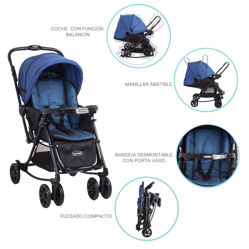 Coche Cuna Balancin SX Azul, Bebesit - KIDSCLUB Tienda ONLINE