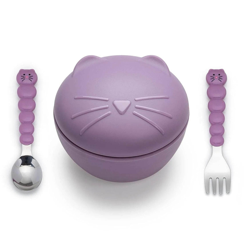 Contenedor De Silicona Y Cubiertos Gato, Melii