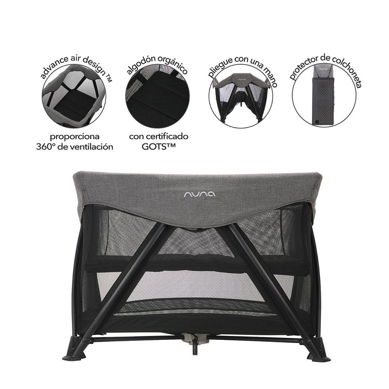 Cuna Pack and Play Sena Aire Charcoal, Nuna - KIDSCLUB Tienda ONLINE