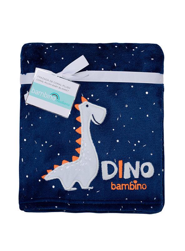 FRAZADA DE CORAL PLUSH Bambino Creations DINOSAURIO AZUL - KIDSCLUB Tienda ONLINE