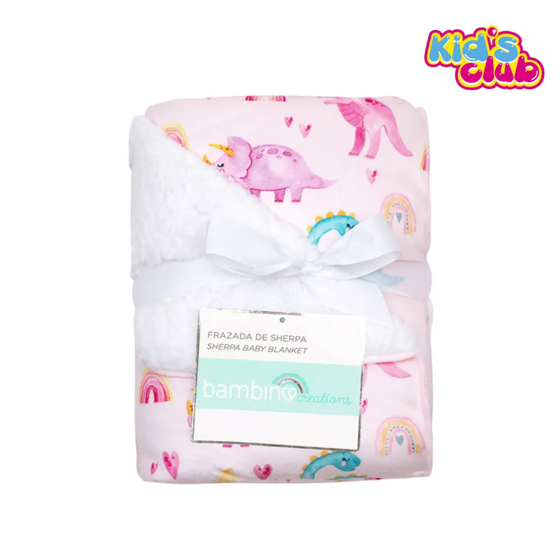 Frazada De Sherpa Dinosaurio Color Rosado, Bambino - KIDSCLUB Tienda ONLINE