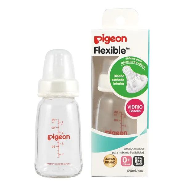 MAMADERA DE VIDRIO PIGEON FLEXIBLE 50ML. / 120 ML. /240ml. Para bebés 0m+ (recién nacidos) 0m+(primeros meses) y 6m+ - KIDSCLUB Tienda ONLINE