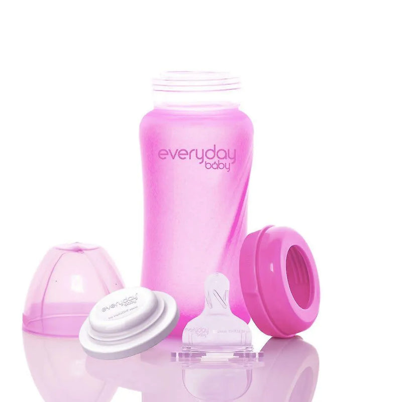 Mamadera de vidrio Termosensible Rose 240 ml, Everyday Baby - KIDSCLUB Tienda ONLINE