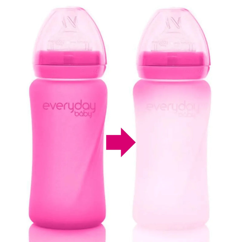 Mamadera de vidrio Termosensible Rose 240 ml, Everyday Baby - KIDSCLUB Tienda ONLINE