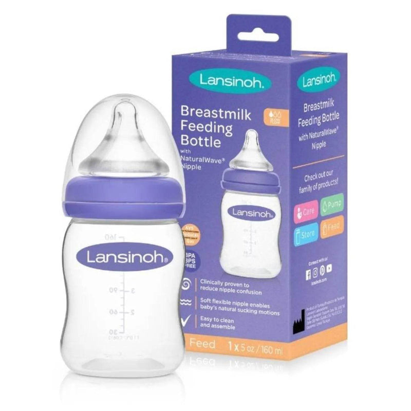 MAMADERA LANSINOH Natural Wave boca ancha 160 ml. flujo lento - KIDSCLUB Tienda ONLINE