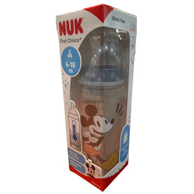 Mamadera MICKEY FIRST CHOICE NUK 300 ML Sensor de temperatura. 6 meses + - KIDSCLUB Tienda ONLINE