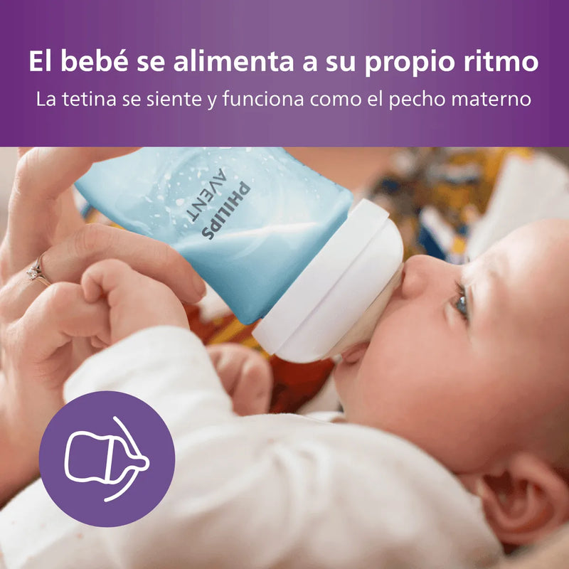 Mamadera Natural Response 260ml Azul SCY903/21, Avent - KIDSCLUB Tienda ONLINE