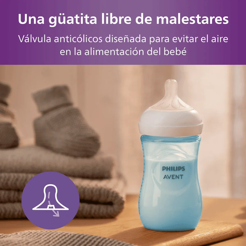 Mamadera Natural Response 260ml Azul SCY903/21, Avent - KIDSCLUB Tienda ONLINE