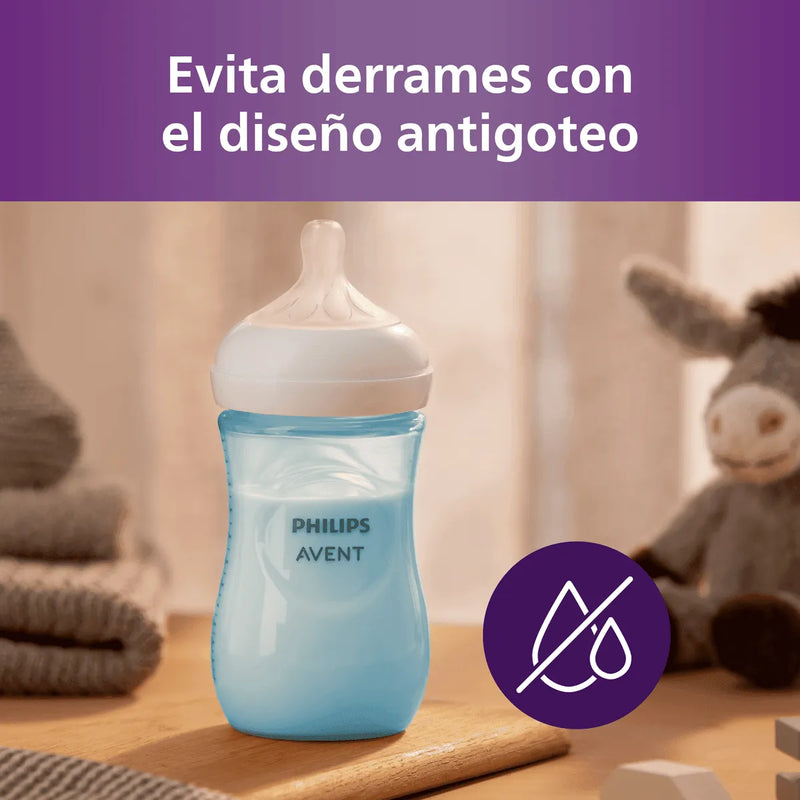 Mamadera Natural Response 260ml Azul SCY903/21, Avent - KIDSCLUB Tienda ONLINE