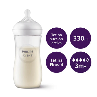 Mamadera, Natural Response 330 ml 3 m 1 unidad, Avent - KIDSCLUB Tienda ONLINE