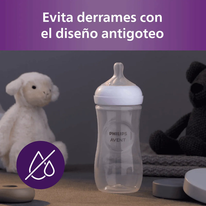 Mamadera Natural Response Pack 3 und 260ml Traslucida SCY903/03, Avent - KIDSCLUB Tienda ONLINE