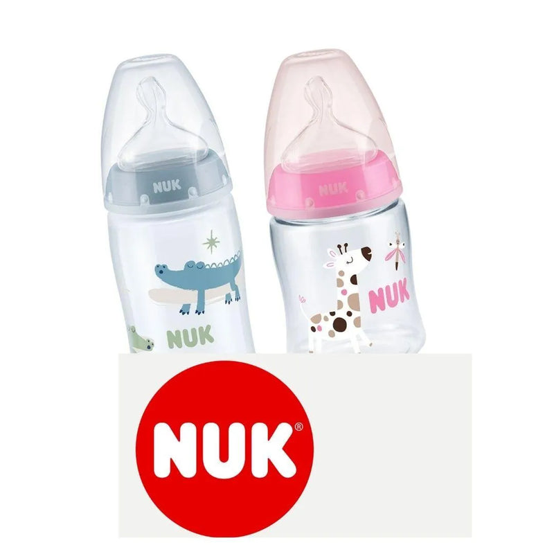 MAMADERA NUK FIRST CHOICE 150 ML CON SENSOR DE TEMPERATURA (Rosado y Azul) - KIDSCLUB Tienda ONLINE