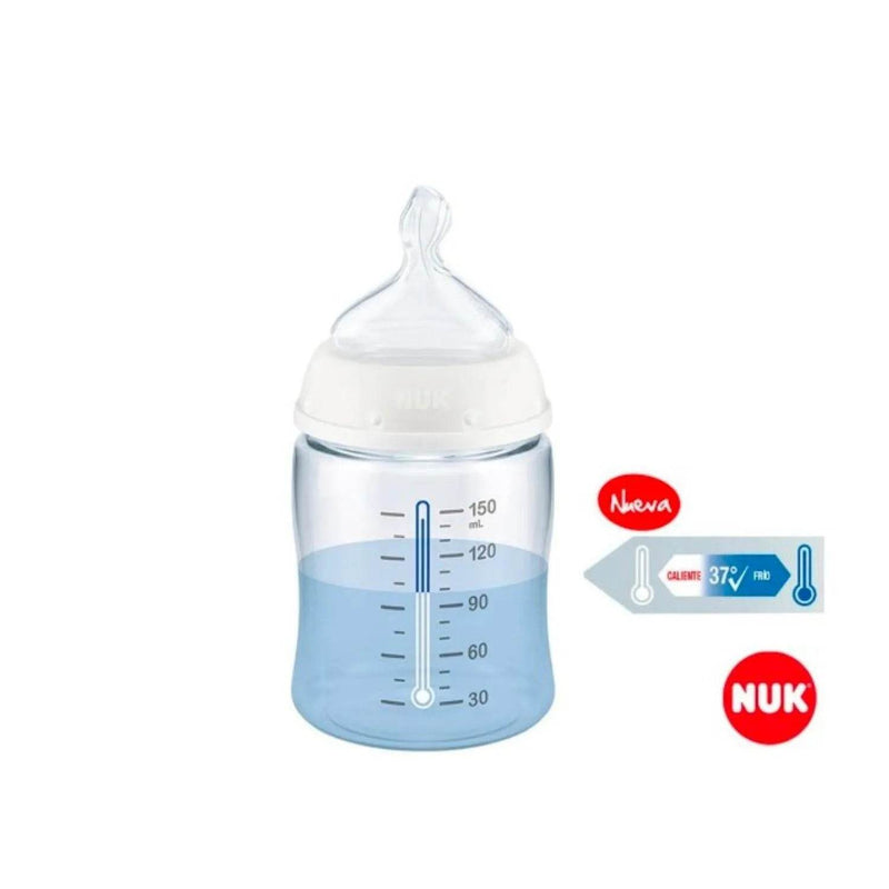 MAMADERA NUK FIRST CHOICE 150 ML CON SENSOR DE TEMPERATURA (Rosado y Azul) - KIDSCLUB Tienda ONLINE