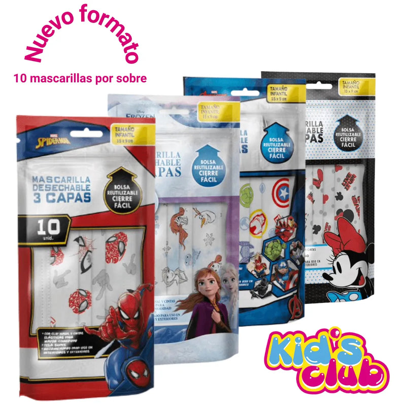 MASCARILLA DESECHABLE AVENGERS GELATTI KIDS (Nuevo formato 10 unids x Sobre) - KIDSCLUB Tienda ONLINE