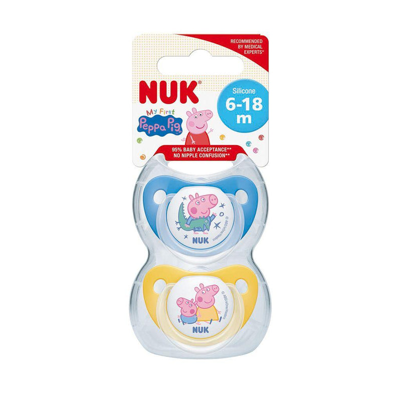 NUK Chupetes Peppa Pig 6 - 18 Meses (pack 2 unidades) Rosado / Azul - KIDSCLUB Tienda ONLINE