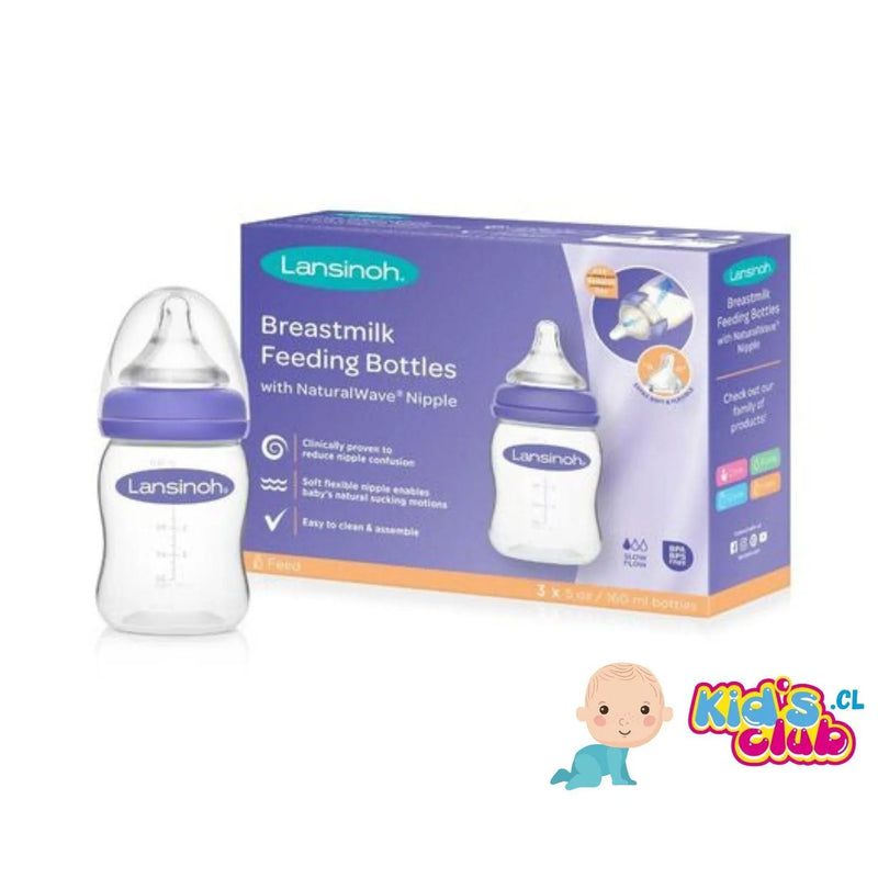 PACK 3 MAMADERAS LANSINOH 160 ML. FLUJO LENTO - KIDSCLUB Tienda ONLINE