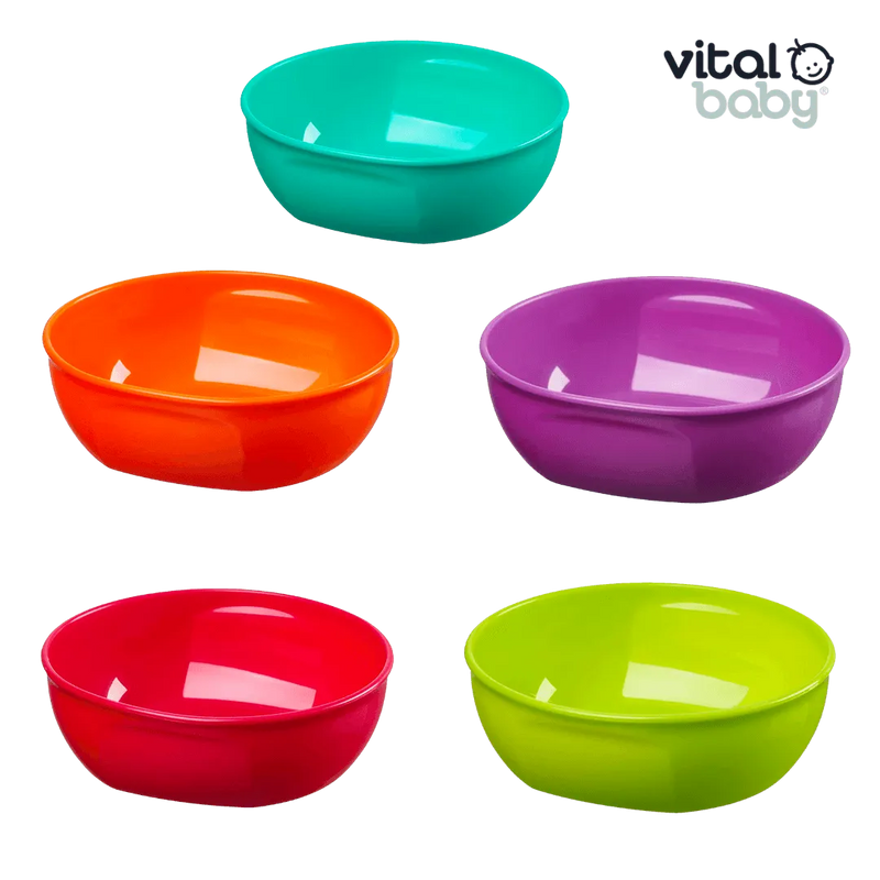 Pack de 5 Platos Tipo Bowls Plásticos, Vital Baby - KIDSCLUB Tienda ONLINE