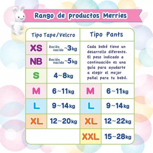 Pañales con Velcro Talla XL (12 A 20 Kg.) 28 uds., Merries - KIDSCLUB Tienda ONLINE