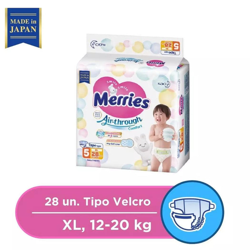 Pañales con Velcro Talla XL (12 A 20 Kg.) 28 uds., Merries - KIDSCLUB Tienda ONLINE