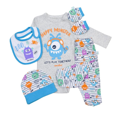 Set 5 Piezas Baby Gift Bambino Creations Monstruos Blanco - KIDSCLUB Tienda ONLINE