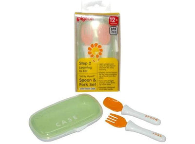 SET APRENDIZAJE PIGEON CUCHARA Y TENEDOR CON ESTUCHE PASO 2 - KIDSCLUB Tienda ONLINE