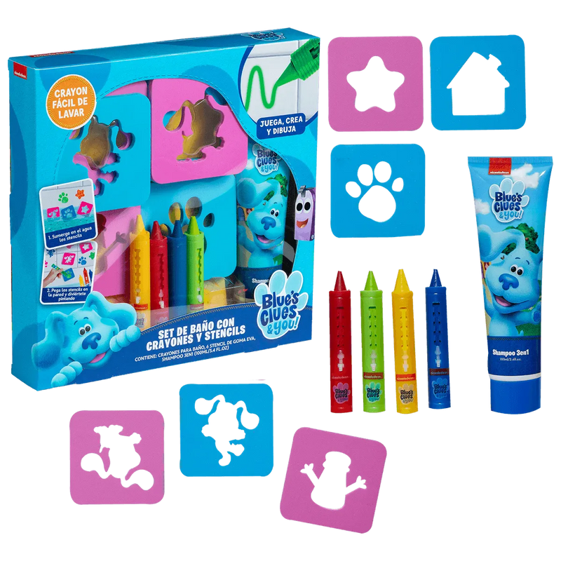 Set de Baño Pistas de blue - Shampoo 3 en 1 + Juego de Crayones, Gelatti - KIDSCLUB Tienda ONLINE