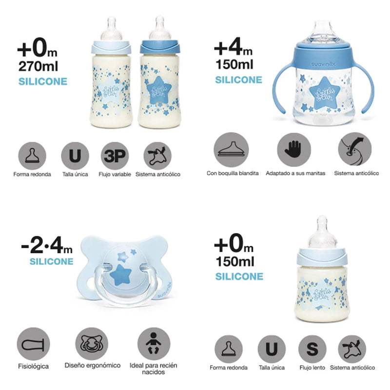 Set Mamaderas Estrellas Azules, Suavinex - KIDSCLUB Tienda ONLINE