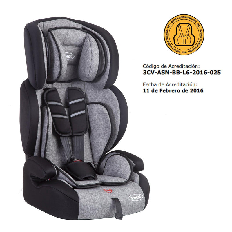 Silla de Auto Butaca Beline Gris, Bebesit - KIDSCLUB Tienda ONLINE