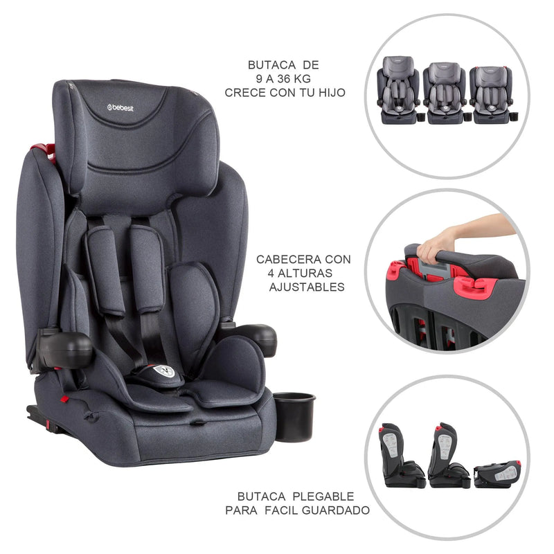Silla de Auto Butaca SmartFix Isofix Negro, Bebesit - KIDSCLUB Tienda ONLINE
