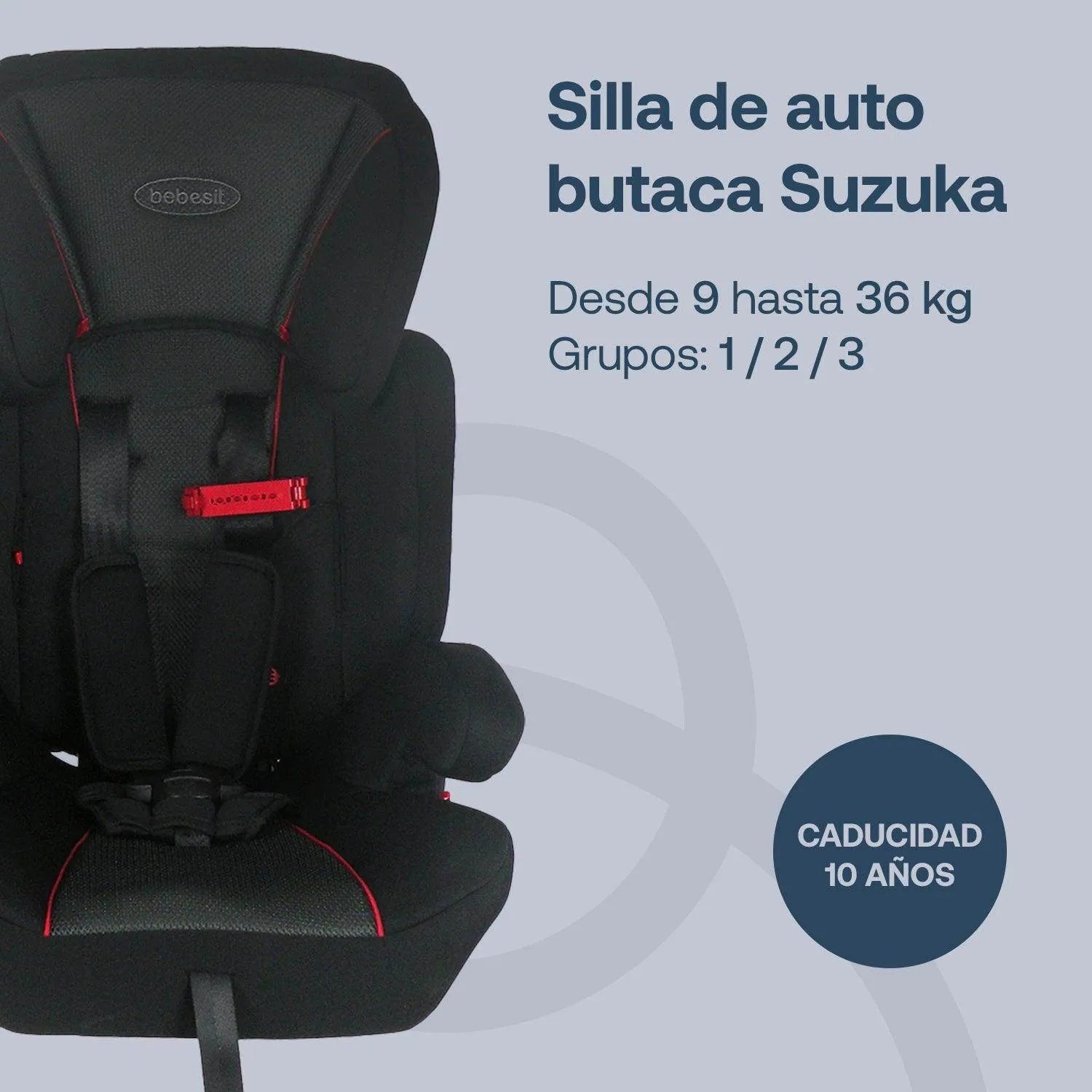 Silla de Auto Butaca Suzuka Negro, Bebesit - Kidsclub