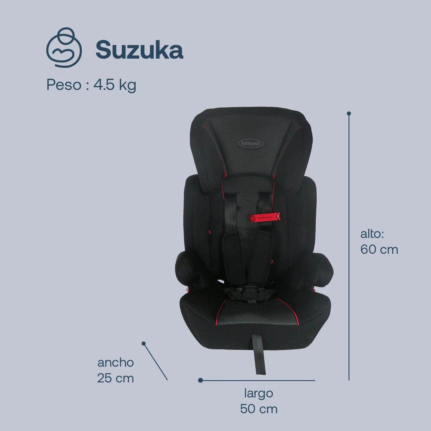 Silla de Auto Butaca Suzuka Negro, Bebesit - Kidsclub