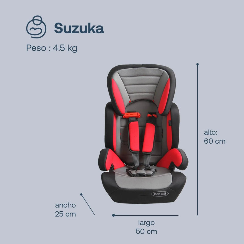 Silla de Auto Butaca Suzuka Roja, Bebesit - KIDSCLUB Tienda ONLINE