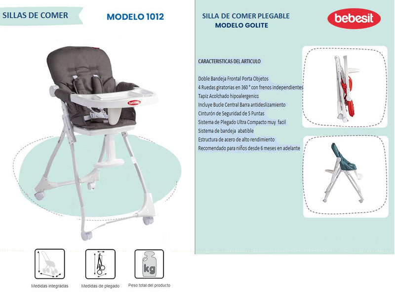 Silla de Comer Plegable Golite Verde, Bebesit - KIDSCLUB Tienda ONLINE