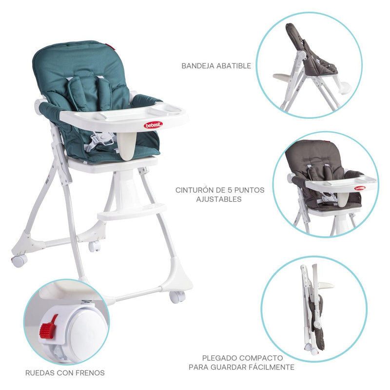 Silla de Comer Plegable Golite Verde, Bebesit - KIDSCLUB Tienda ONLINE