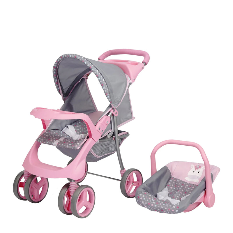 Juguete Muñeca Coche travel con cuna rosado, Bebesit