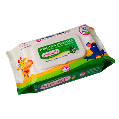 TOALLA HUMEDA SIMONDS PLANA VERDE ALOE VERA 60 toallitas - KIDSCLUB Tienda ONLINE