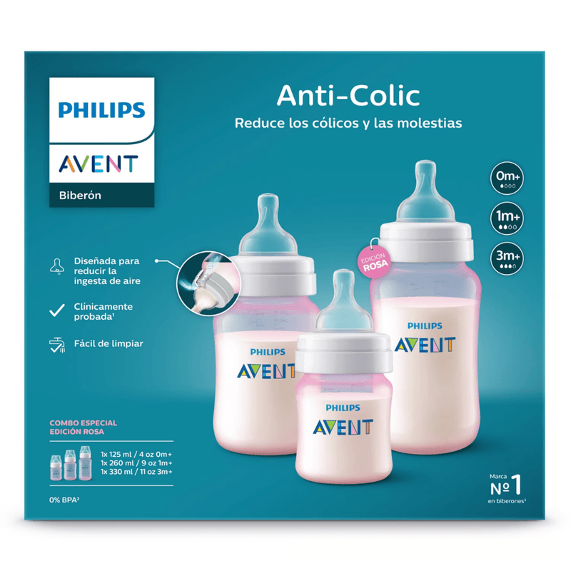 Triple Pack Rosado, Anticolic 125ml+ 260ml Y 330ml - KIDSCLUB Tienda ONLINE