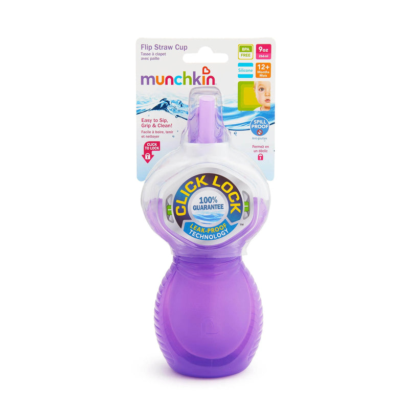 Vaso antiderrame c/bombilla flip click & lock 266 ml, Munchkin - Kidsclub