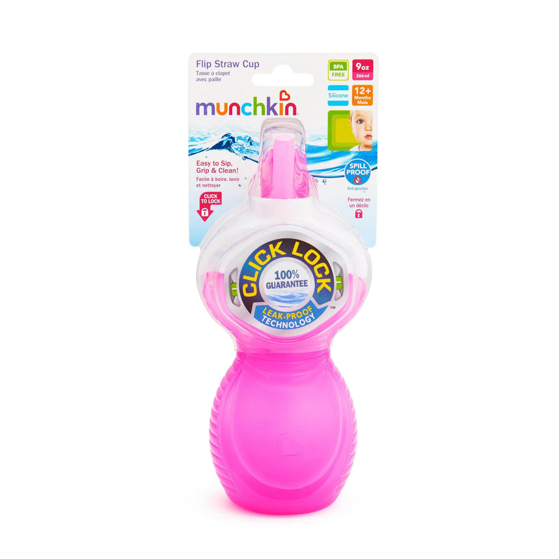 Vaso antiderrame c/bombilla flip click & lock 266 ml, Munchkin - Kidsclub