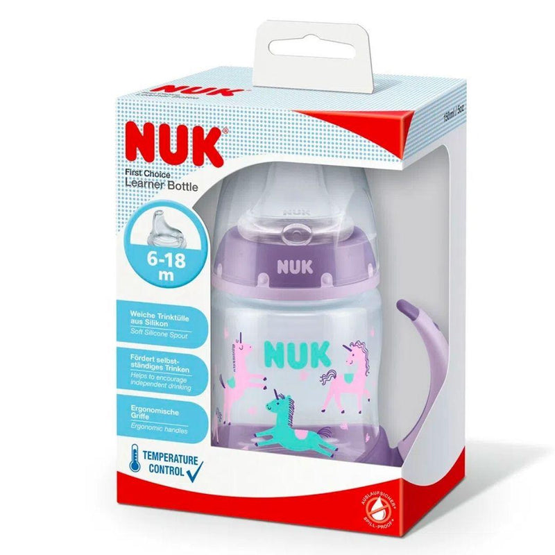 Vaso Aprendizaje NUK SENSOR TEMPERATURA, First Choice boquilla suave de silicona., (150 ml. 6m+) - KIDSCLUB Tienda ONLINE